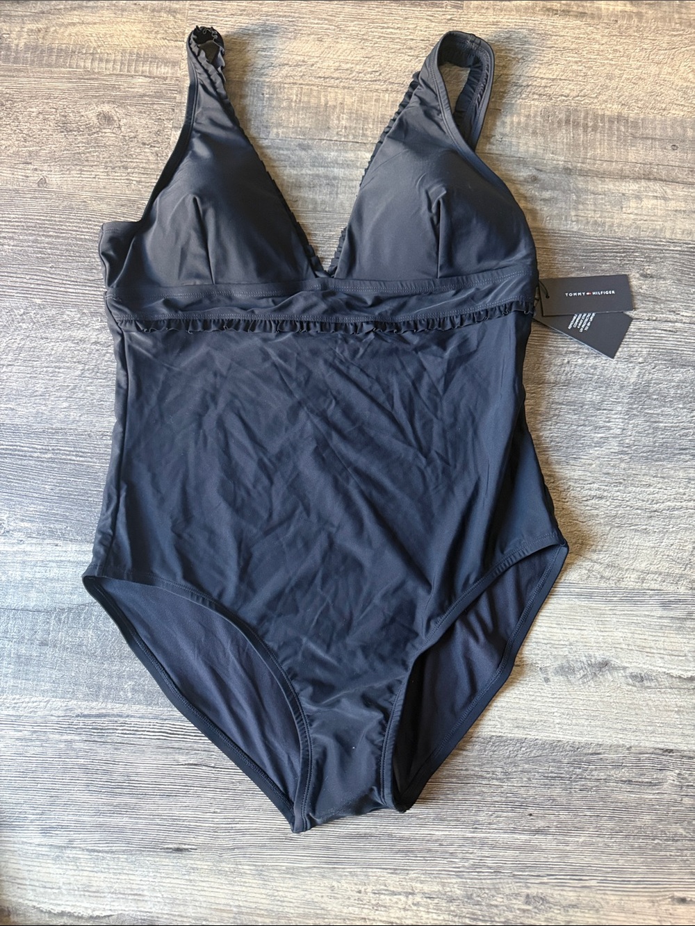 Tommy Hilfiger Navy blue Ruffle-Trim One-Piece Swimsuit